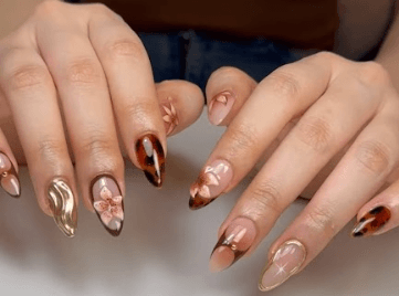 Slate Geometry Chrome nail art design Mumbai